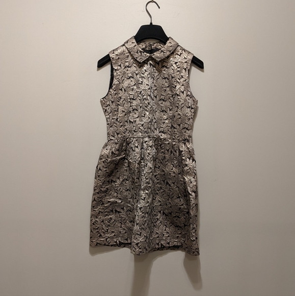 Loft 82 Gold Floral Patterned Dress - Picture 2 of 7